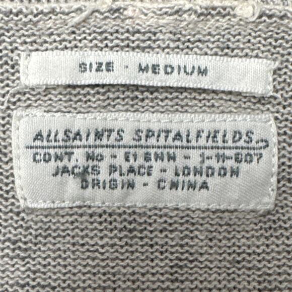 AllSaints Spitalfields Linen Blend Cardigan Size M Gray Oversized Gritty Urban - Picture 6 of 8
